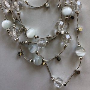 Beautiful silver and white multi strand necklace